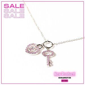 925 Silver Bracelet with rhodium plating with pink zircons for women